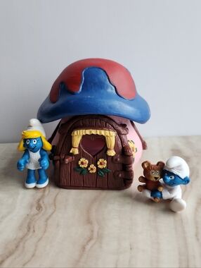 Schleich Smurf #49014 Smurfette Cottage With Smurfs 1978